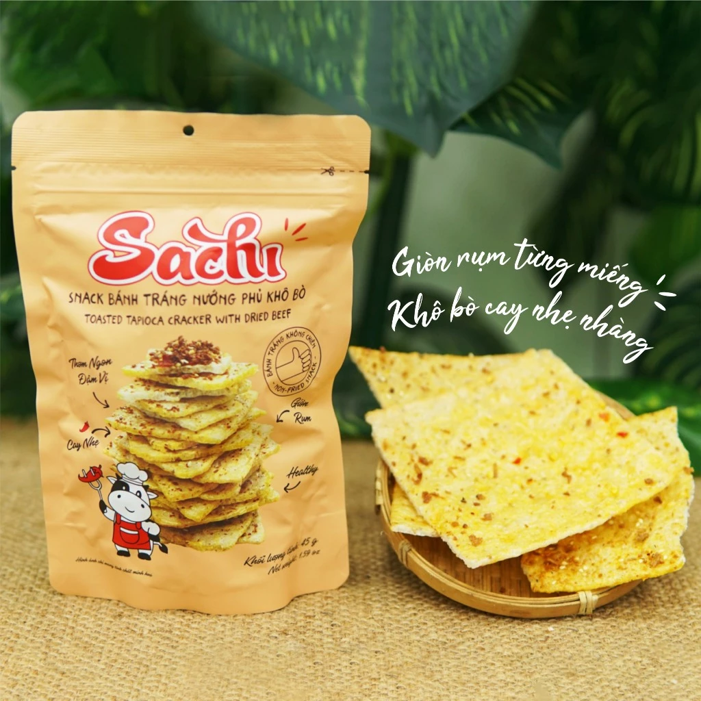 Snack bánh tráng nướng Sachi phủ khô bò